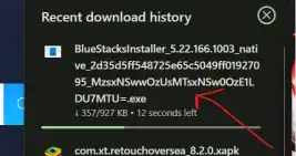 Hypic APK Download for PC (2026): Safe Emulator Install Guide for Windows 2 BlueStacks installer file downloading in Windows downloads folder