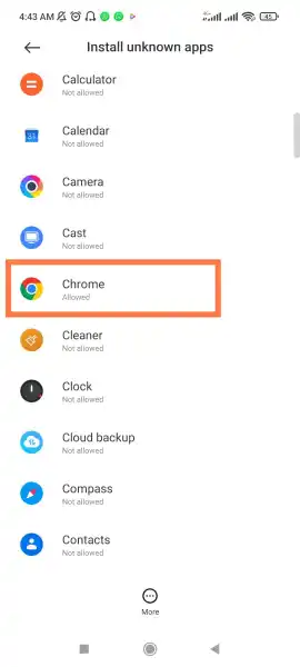 Chrome in Android install unknown apps app list