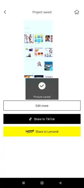 Export panel for edited photos in Hypic APK