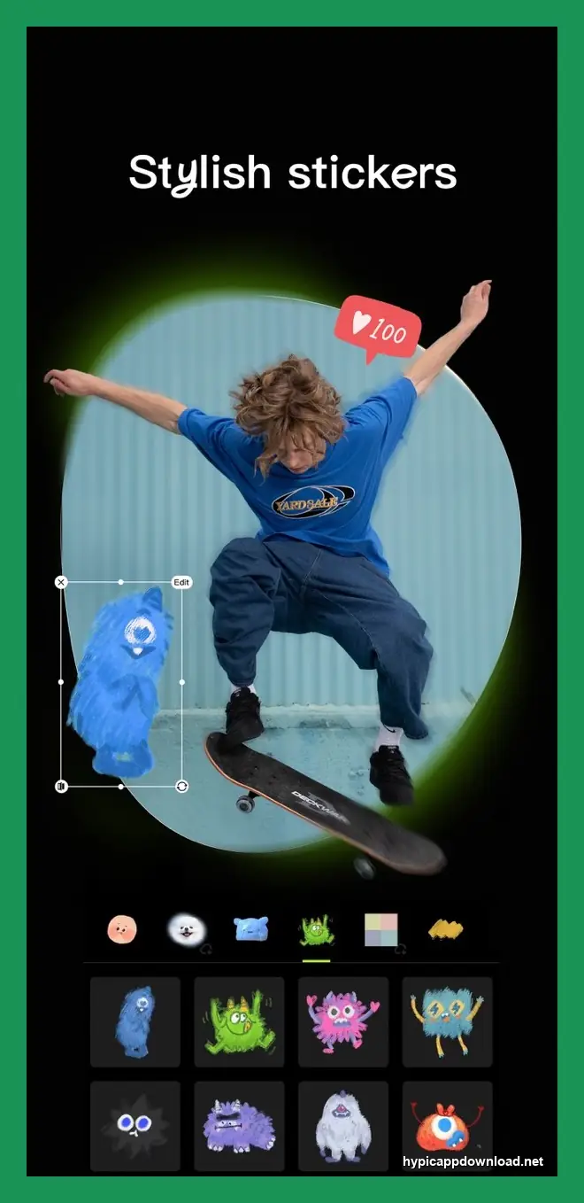Hypic Pro APK Download (2026): Premium Access Guide for Android Users 6 Hypic Pro stylish stickers editor screen